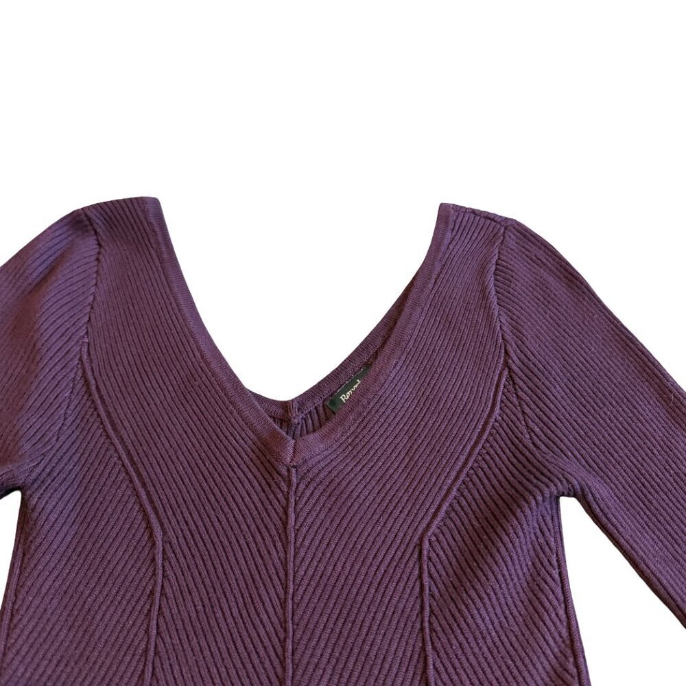 Beverly and Beck PacSun Purple Cropped Sweater Plunging Neckline Size Small - Picture 2 of 11